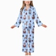 thumbnail image 1 of NOLDARESKids Baby Girl Christmas Pajamas Set Button Down Loungewear Shirt Top+Long Pants Xmas PJs Nightgown Sleepwear X165-Light Blue, 1 of 9