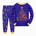 thumbnail image 1 of NOLDARESToddler Christmas Pajamas Pjs Set Boys Girls 2pcs Nightwear Long Sleeve Sleepwear Sets Xmas Jammies X106-Blue, 1 of 5