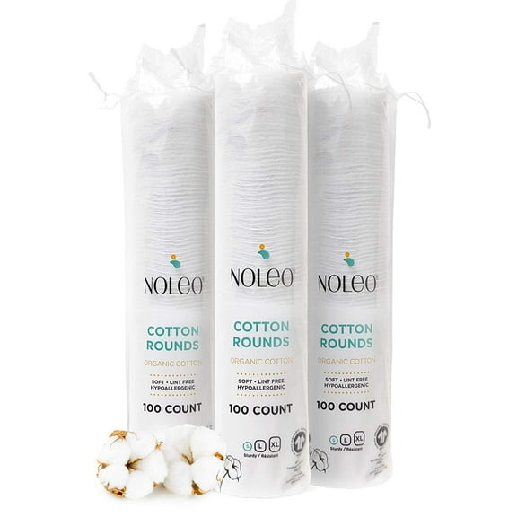 NOLEO Pure Organic 100% Cotton Rounds for Makeup Products, Eye Makeup Remover Pads and Baby Wipes, 300 Count