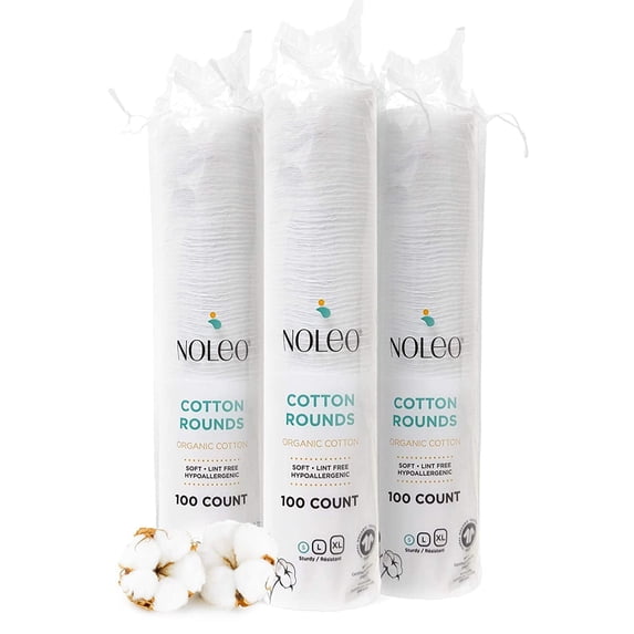 NOLEO Pure Organic 100% Cotton Rounds for Makeup Products, Eye Makeup Remover Pads and Baby Wipes, 300 Count