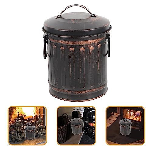 NOLITOY Ash Bucket with Lid Burning Bucket Metal Fireplace Bucket Coal