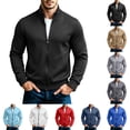 thumbnail image 1 of NOLVAREN Big and Tall Men's Full Zip Sweatshirt, Stand Collar No Hood Long Sleeve Sweatshirt Jacket with Pockets, Modern Fit Casual Athleisure Top, S - 3XL, 1 of 9