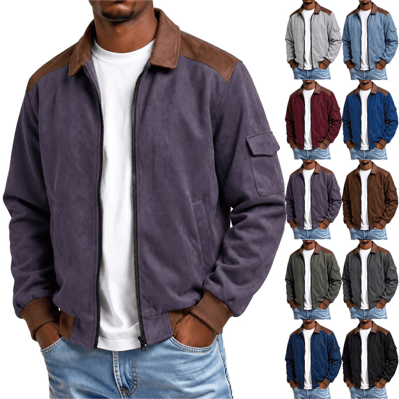 NOLVAREN Big and Tall Men's Utility Jacket, Collared Full Zip Work ...