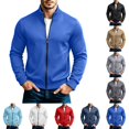thumbnail image 1 of NOLVAREN Men's Full Zip Sweatshirt, Stand Collar No Hood Long Sleeve Sweatshirt Jacket with Pockets, Modern Fit Casual Athleisure Top, S - 3XL, 1 of 9