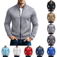 thumbnail image 1 of NOLVAREN Men's Full Zip Sweatshirt, Stand Collar No Hood Long Sleeve Sweatshirt Jacket with Pockets, Modern Fit Casual Athleisure Top, S - 3XL, 1 of 9