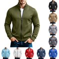 thumbnail image 1 of NOLVAREN Men's Full Zip Sweatshirt, Stand Collar No Hood Long Sleeve Sweatshirt Jacket with Pockets, Modern Fit Casual Athleisure Top, S - 3XL, 1 of 9