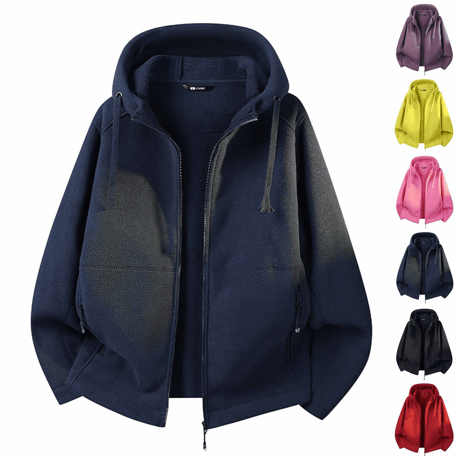 NOLVAREN Men's Hooded Fleece Jacket, Full Zip Long Sleeve Outerwear ...