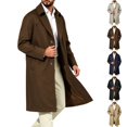 thumbnail image 1 of NOLVAREN Men's Long Trench Coat, Water-Repellent Button Front Jacket with Peak Lapel, Lining and Exterior Pockets for Casual and Work Wear S - 3XL, 1 of 8