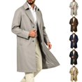 thumbnail image 1 of NOLVAREN Men's Long Trench Coat, Water-Repellent Button Front Jacket with Peak Lapel, Lining and Exterior Pockets for Casual and Work Wear S - 3XL, 1 of 8