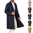 thumbnail image 1 of NOLVAREN Men's Long Trench Coat, Water-Repellent Button Front Jacket with Peak Lapel, Lining and Exterior Pockets for Casual and Work Wear S - 3XL, 1 of 8