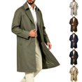 thumbnail image 1 of NOLVAREN Men's Long Trench Coat, Water-Repellent Button Front Jacket with Peak Lapel, Lining and Exterior Pockets for Casual and Work Wear S - 3XL, 1 of 8