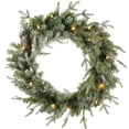 thumbnail image 1 of NOMA 24" Pre-Lit Flocked Frosted Fir Christmas Wreath, 25 Warm White Lights, 1 of 7
