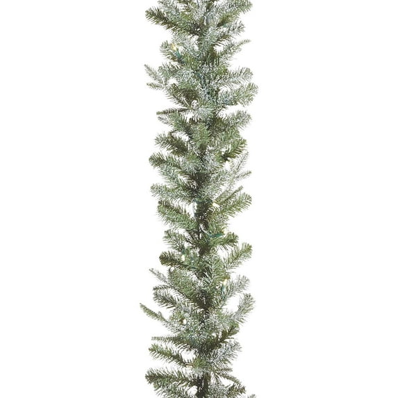 NOMA 9' Pre-Lit Flocked Frosted Fir Christmas Garland, 35 Warm White Lights