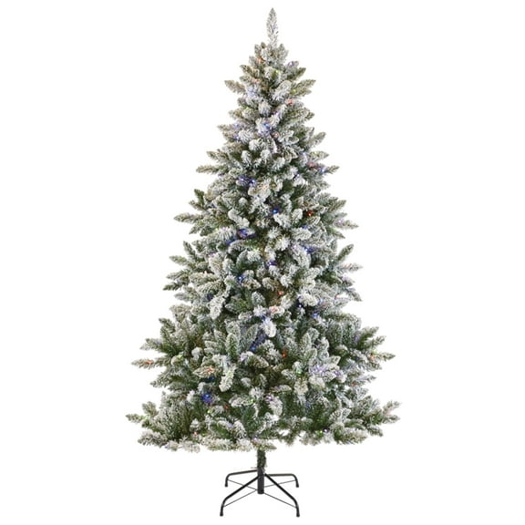 NOMA Cypress 7' Multi-Color LED Pre-Lit Flocked Artificial Christmas Tree