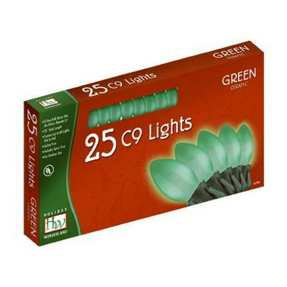 NOMA/INLITEN-IMPORT Christmas Lights Set, Green Ceramic, 25-Ct. 2924G-88