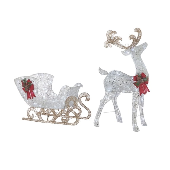 NOMA Reindeer Sleigh Christmas Display Pre-Lit LED Outdoor Lawn Decoration