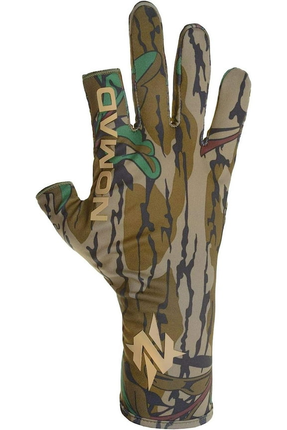 Fingerless Hunting Gloves, Mossy Oak Camo Mossy Oak Green Leaf M/L