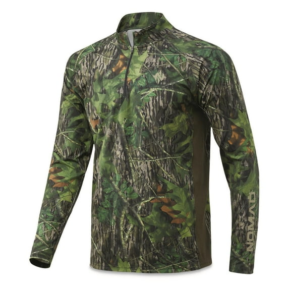 NOMAD Men's Pursuit Quarter-Zip Camo Hunting Shirt Mossy Oak Shadowleaf XL