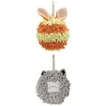 thumbnail image 1 of NOMADIC NOOK 2 Pack Chenille Fuzzy Ball Hand Towels with Hanging Loops,Rabbit Shape Quick Drying Soft Absorbent Decorative Towel 7" x 7" Light Grey/Orange, 1 of 4
