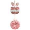 thumbnail image 1 of NOMADIC NOOK 2 Pack Chenille Fuzzy Ball Hand Towels with Hanging Loops,Rabbit Shape Quick Drying Soft Absorbent Decorative Towel 7" x 7" Pink, 1 of 4