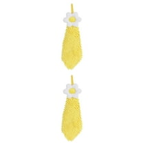 NOMADIC NOOK 2 Pack Chenille Hand Towel, Hanging Bathroom Hand Towels with Loops, Soft Absorbent Flower Towels Yellow 6" x 15"