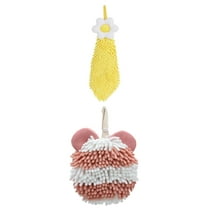 NOMADIC NOOK 2 Pack Chenille Hand Towel Hanging Bathroom Hand Towels with Loops, Soft Absorbent Flower Towels 6" x 15"/7" x 7" Yellow/Pink