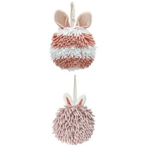 NOMADIC NOOK 2 Pack Fluffy Chenille Ball Hand Towels Rabbit Shape Cute Soft Absorbent Hanging Ball Towels 7" x 7" Light Pink/Pink