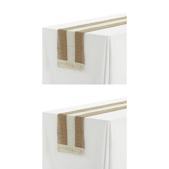NOMADIC NOOK 2 Pack Fringe Table Runners, Floral Table Banner for Kitchen Brown 12"x87" Brown 12x87 Inches