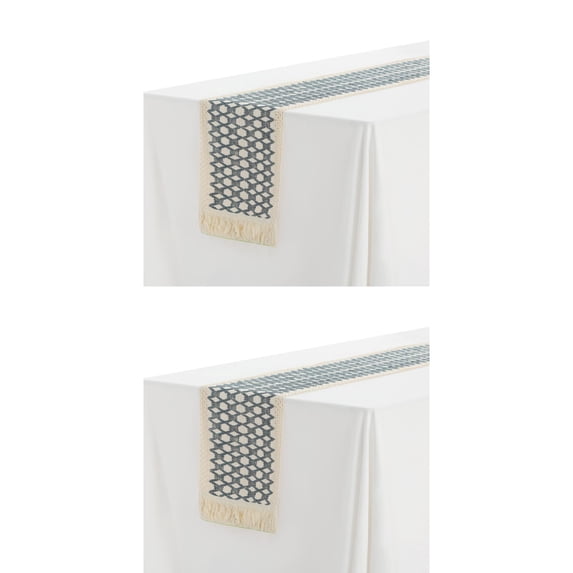 NOMADIC NOOK 2 Pack Fringe Table Runners, Floral Table Banner for Kitchen Brown 12"x87" Dark Blue 12x87 Inches