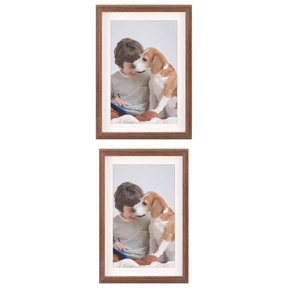 NOMADIC NOOK 2 Pack Picture Frames for Wall Hanging or Tabletop Display, Art Modern Photo Frame for Wedding, Home Decor Walnut Color 4x6/5x7