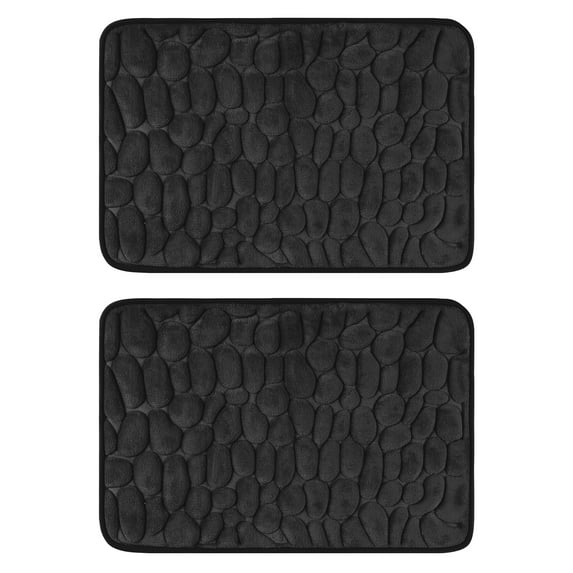 NOMADIC NOOK 2 Pack Soft Non Slip Bath Mat Memory Foam Bathroom Rug Black 20" x 32"