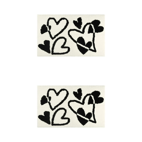 NOMADIC NOOK 2 Pcs Cute Heart Pattern Bath Mats, Ultra Soft Absorbent Non-Slip Bathroom Rugs Beige Hearts-2 20" x 32"