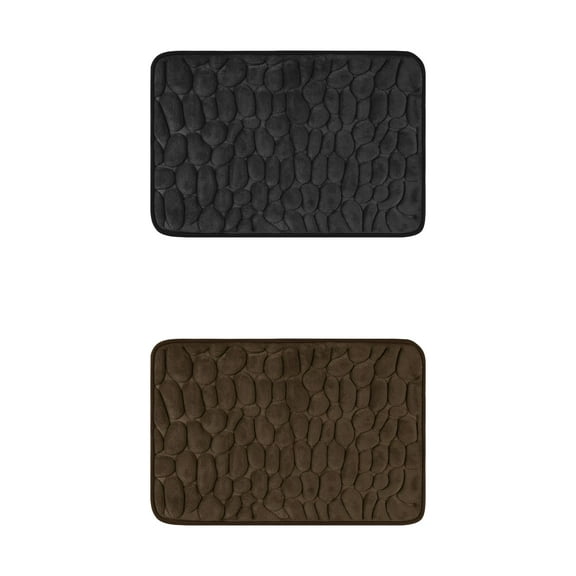 NOMADIC NOOK 2 Pcs Memory Foam Bathroom Rugs Ultra Soft Non-Slip Bath Mat Water Absorbent Quick Dry Bath Carpet Rug Black/Brown 16" x 24"