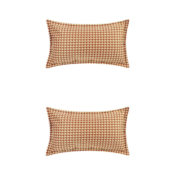 NOMADIC NOOK 2 Pcs Plaid Pillow Covers Retro Square Cushion Covers Orange Grid 20" x 20"