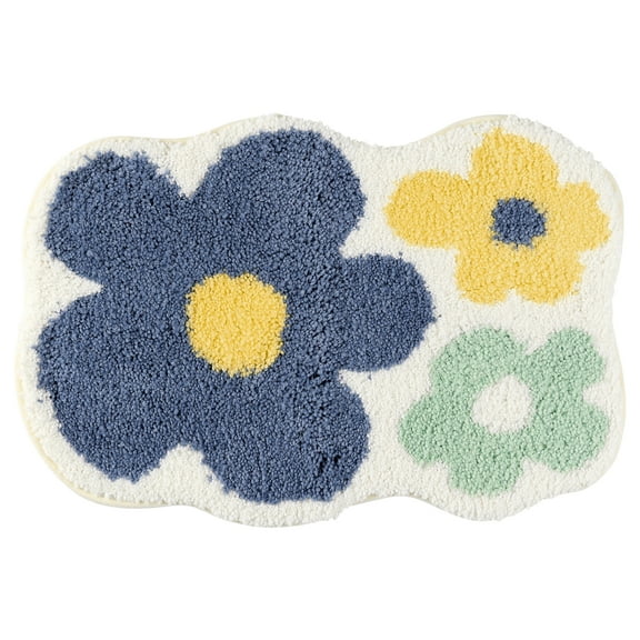 NOMADIC NOOK 2Pcs Non Slip Bath Mats Soft Absorbent Bathroom Rugs Flower 16" x 24"