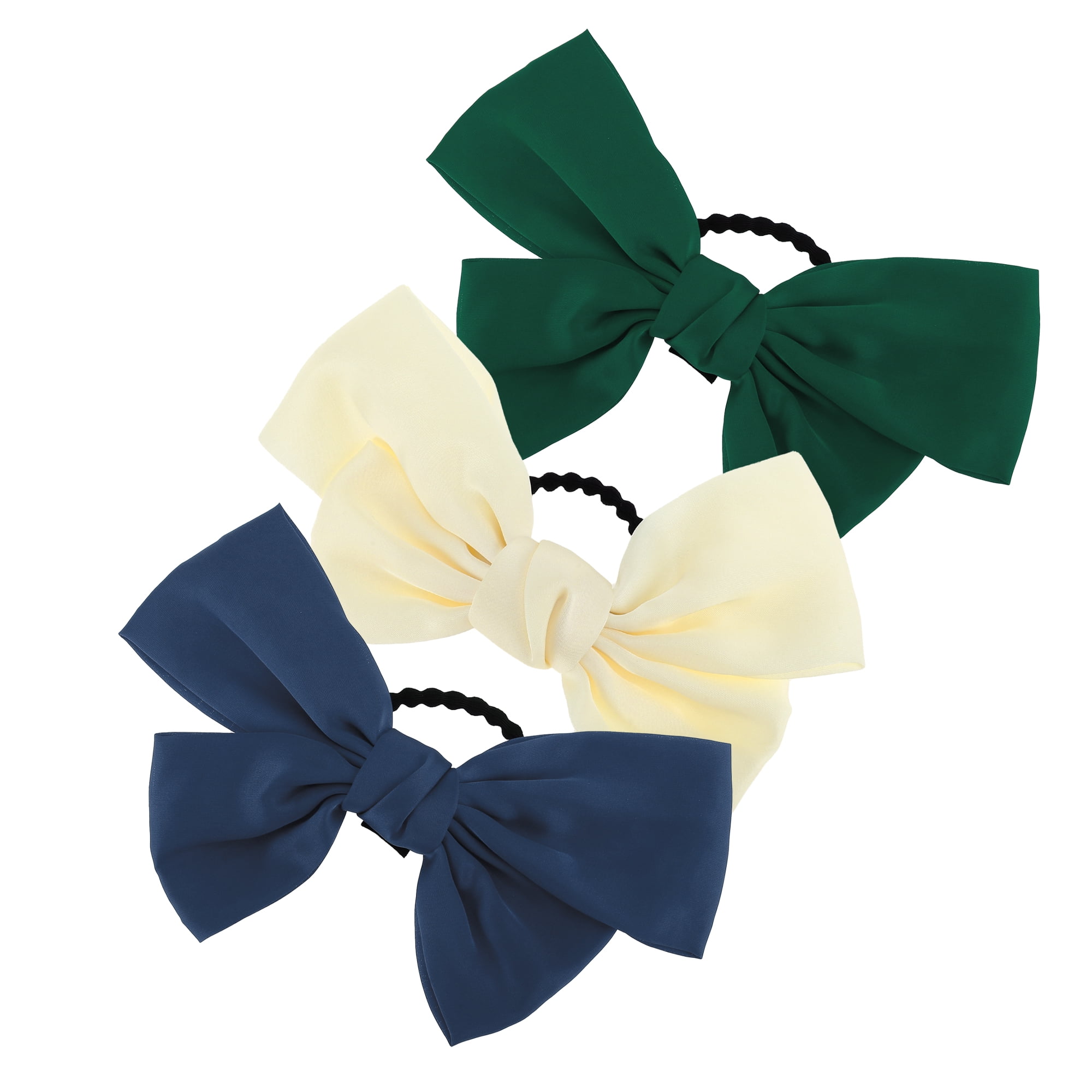 NOMADIC NOOK 3 Pcs Bowknot Hair Rope Hair Scrunchies for Women for Girls Green&Navy Blue&Beige