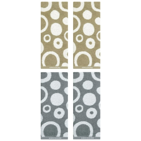 NOMADIC NOOK 4 Pack Cute Round Geometric Pattern Hand Towels, 100% Cotton Soft Comfortable Highly Absorbent Grey/Brown 14" x 28"