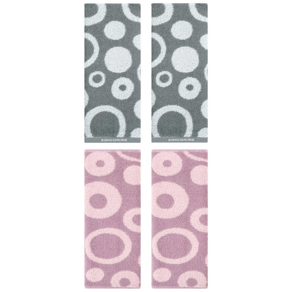 NOMADIC NOOK 4 Pack Cute Round Geometric Pattern Hand Towels, 100% Cotton Soft Comfortable Highly Absorbent Grey/Purple 14" x 28"