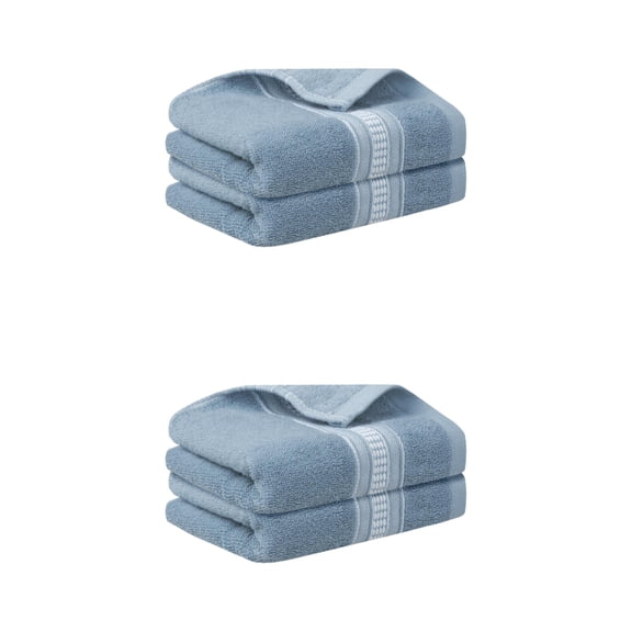 NOMADIC NOOK 4 Pack Plaid Hand Towels, Soft Towel Set for Bath, Hand, Face, Gym and Spa Blue 14" x 30"