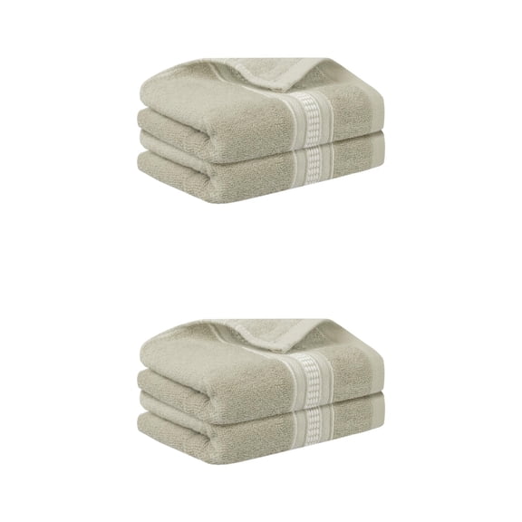 NOMADIC NOOK 4 Pack Plaid Hand Towels, Soft Towel Set for Bath, Hand, Face, Gym and Spa Light Brown 14" x 30"