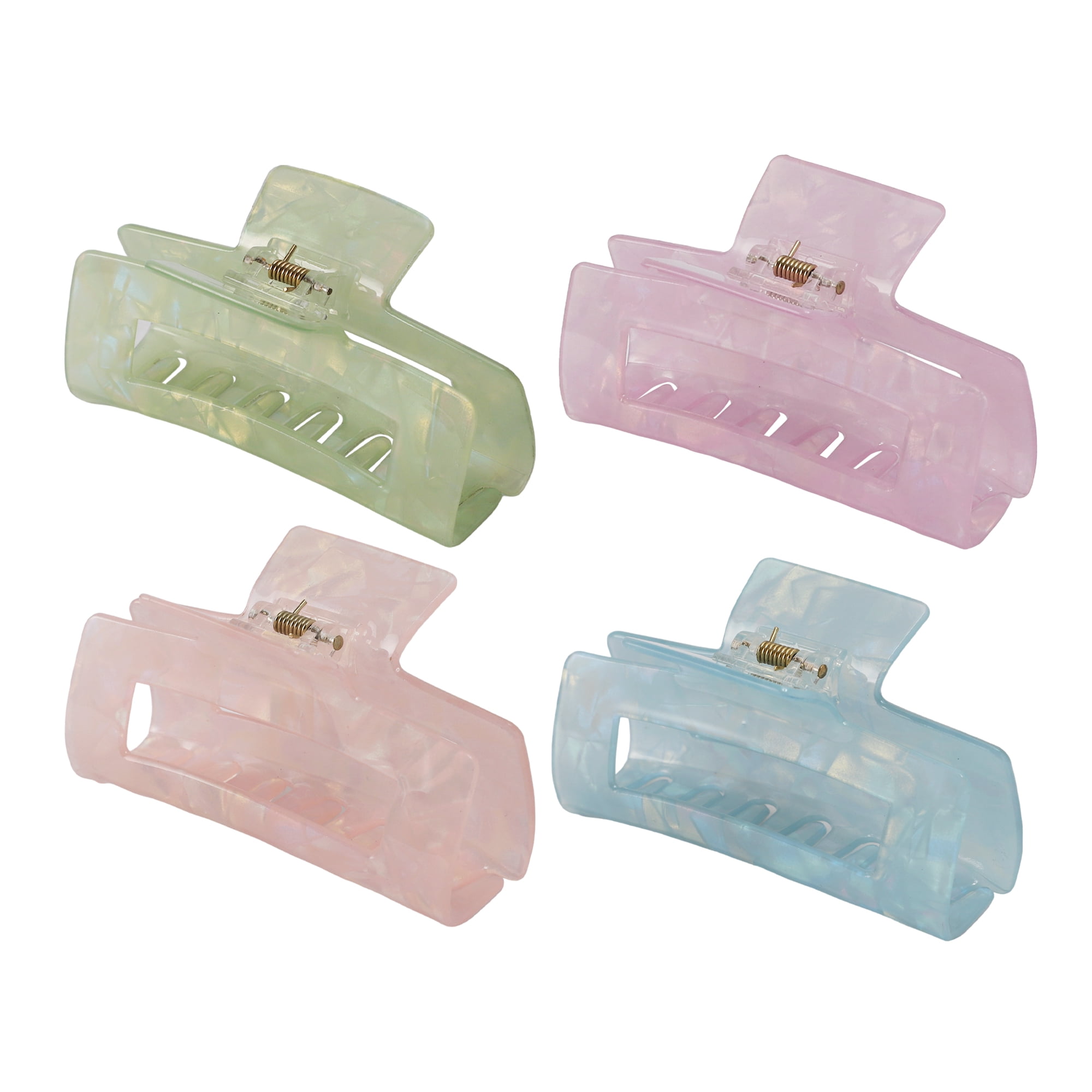 NOMADIC NOOK 4 Pcs Hair Caw Clips French Hair Clips Tortoise Hair Clips Large Hair Claw Clips for Women Green&Pink&Purple&Blue