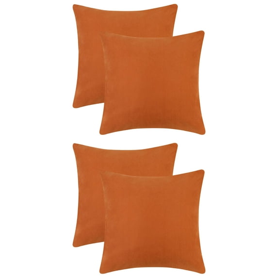 NOMADIC NOOK 4 Pcs Solid Color Pillowcases with Hidden Zipper for Bed, Sofa, Chair, Couch Orange 16" x 16"
