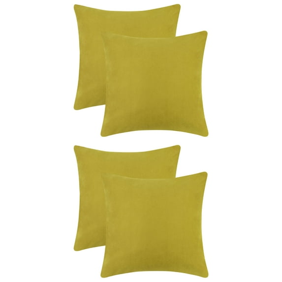 NOMADIC NOOK 4 Pcs Solid Color Pillowcases with Hidden Zipper for Bed, Sofa, Chair, Couch Turmeric 18" x 18"