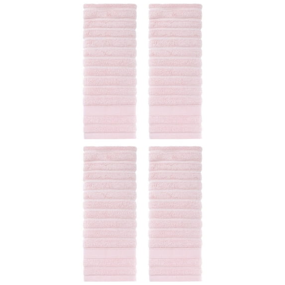 NOMADIC NOOK 4 Pcs Striped Cotton Hand Towels for Bathroom, Travel, Camp Pink 14" x 30"