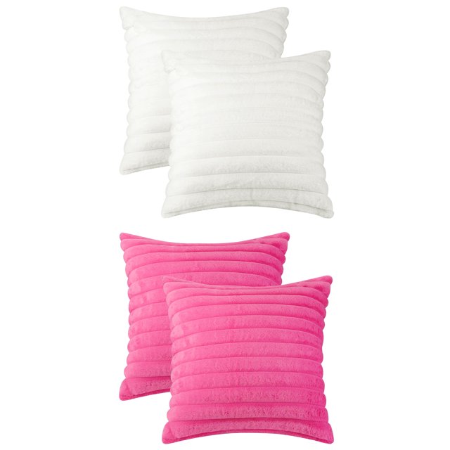 NOMADIC NOOK 4Pcs Striped Plush Faux Fur Pillow Covers Home Decor