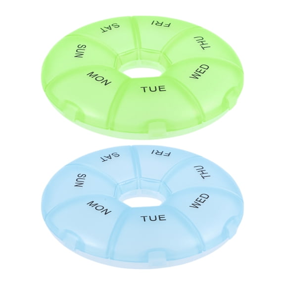 NOMADIC NOOK 7 Grids Circular Pill Case 2 Pcs Blue Green