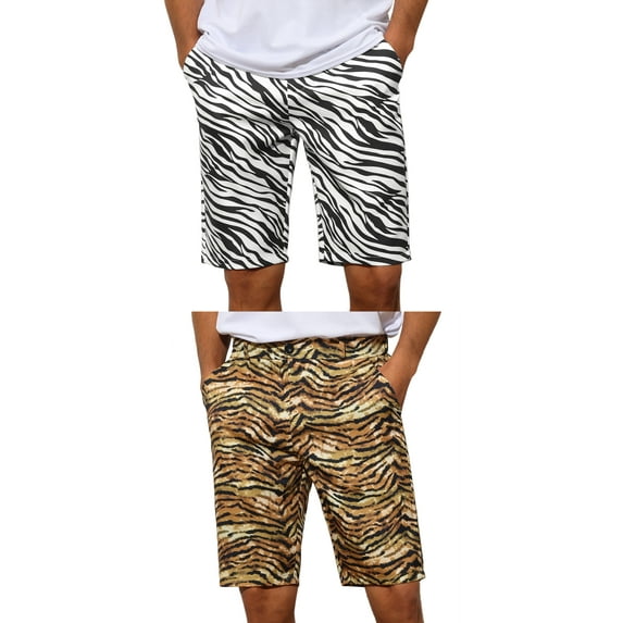 NOMADIC NOOK Animal Print Shorts for Men's Regular Fit Summer Shorts Pants 2 Pack