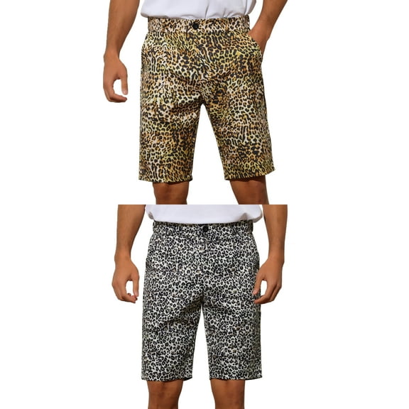 NOMADIC NOOK Animal Printings Shorts for Men's Flat Front Summer Shorts 2 Pack