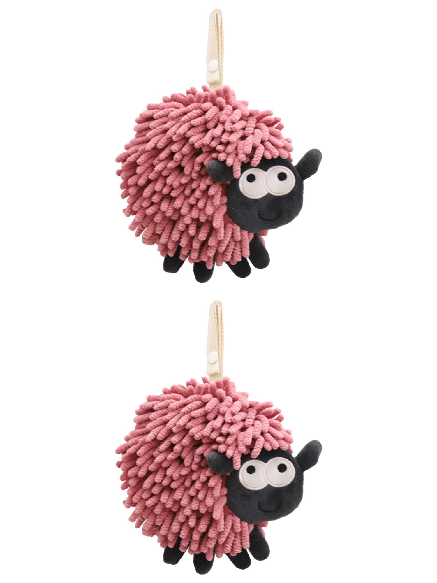 NOMADIC NOOK Chenille Hand Towels with Hanging Loop, 2 Pack Funny Bathroom Hand Towel in Sheep Shape, Absorbent Fast Drying Towels Purple 7" x 7"