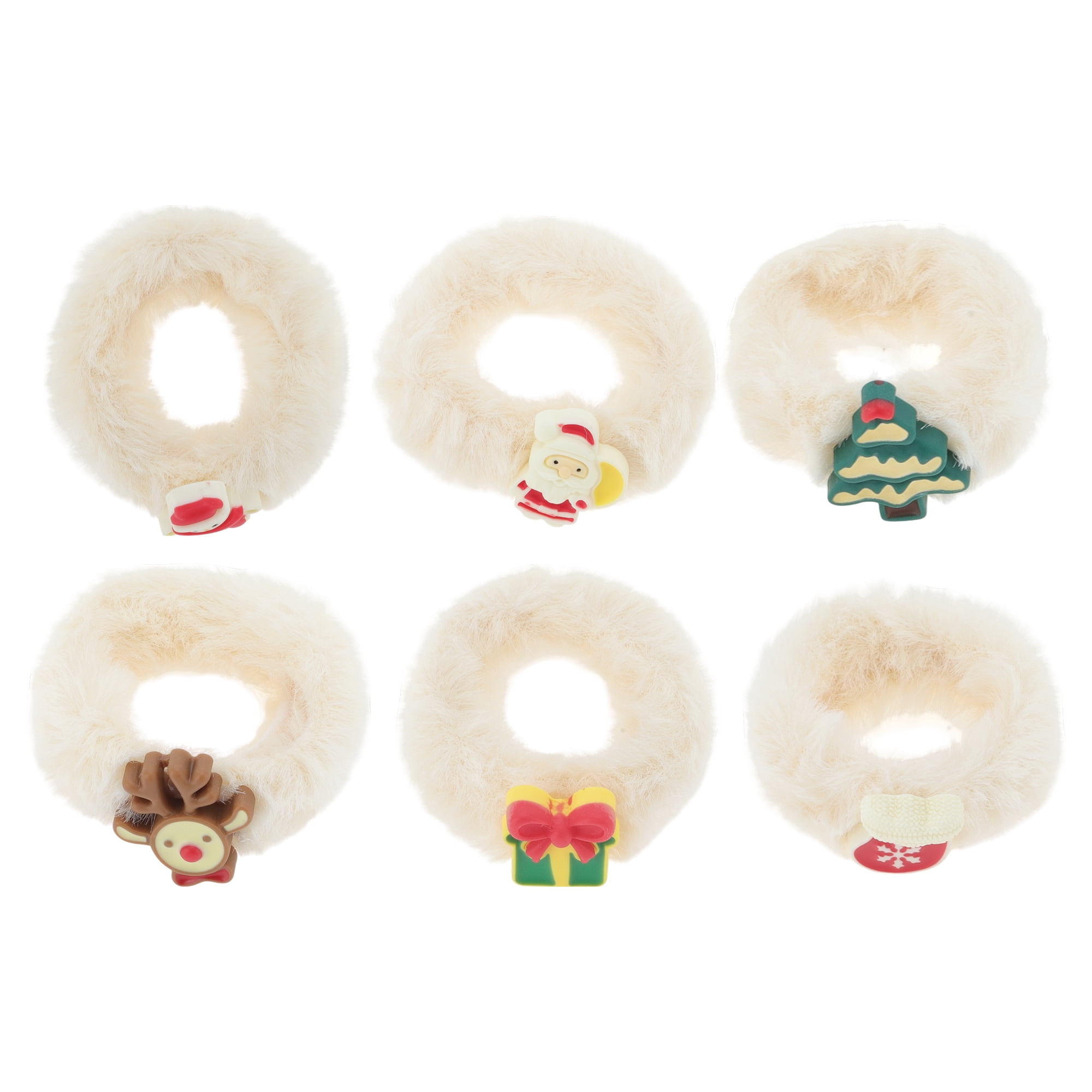 NOMADIC NOOK Christmas Women Hair Ties 6 Pcs Beige